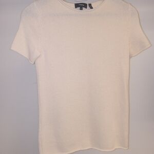Theory Cream Short-Sleeve Knit Sweater